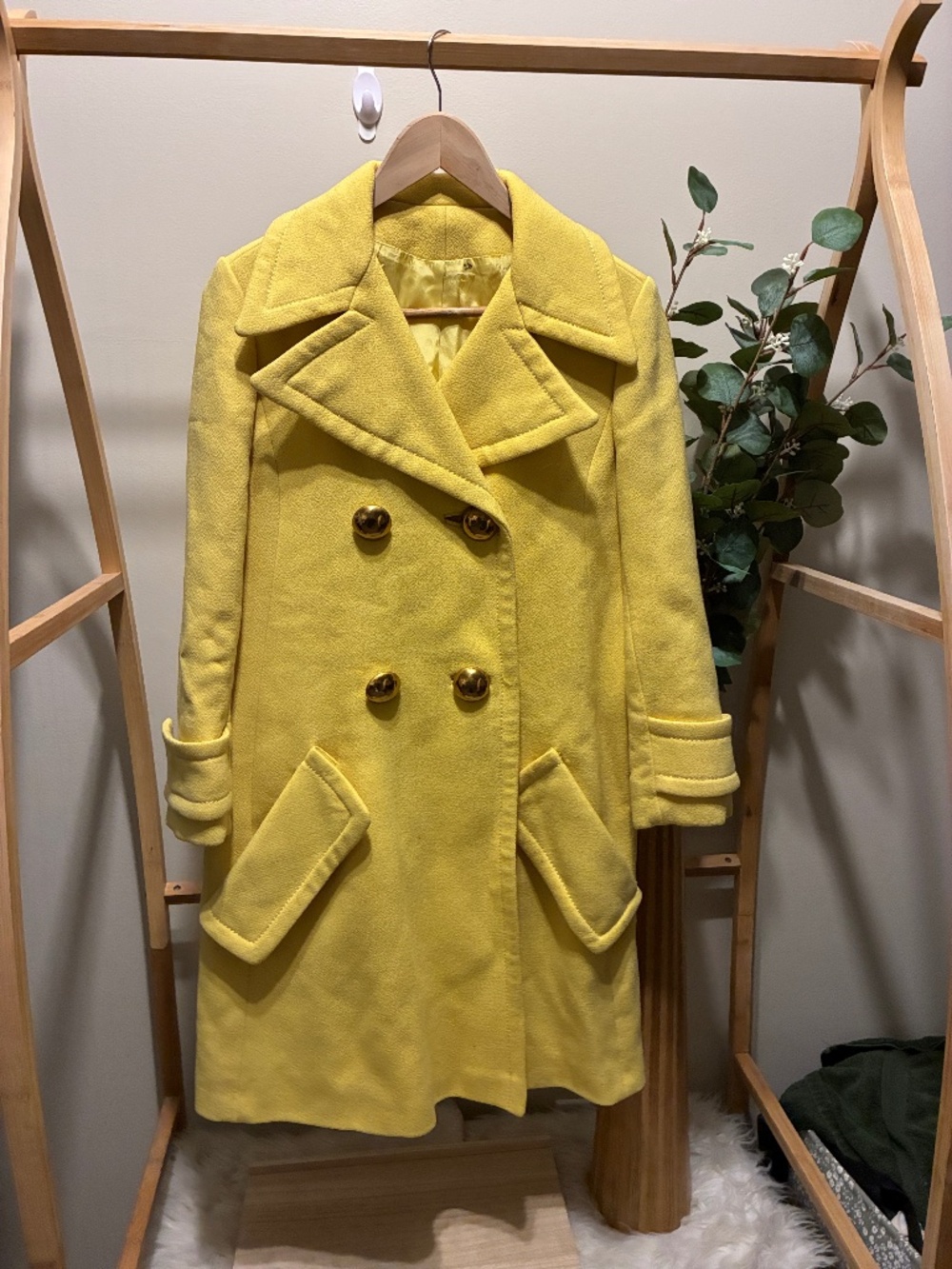 Vintage Wilson 60’s Double Breasted Yellow Wool Pea Coat